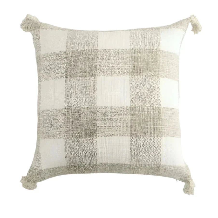 Rowle - Housse de Coussin Décorative avec Franges en Lin