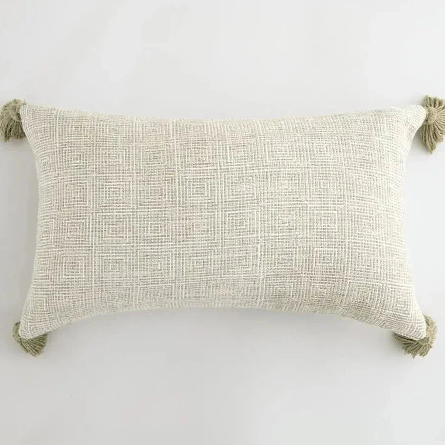 Rowle - Housse de Coussin Décorative avec Franges en Lin