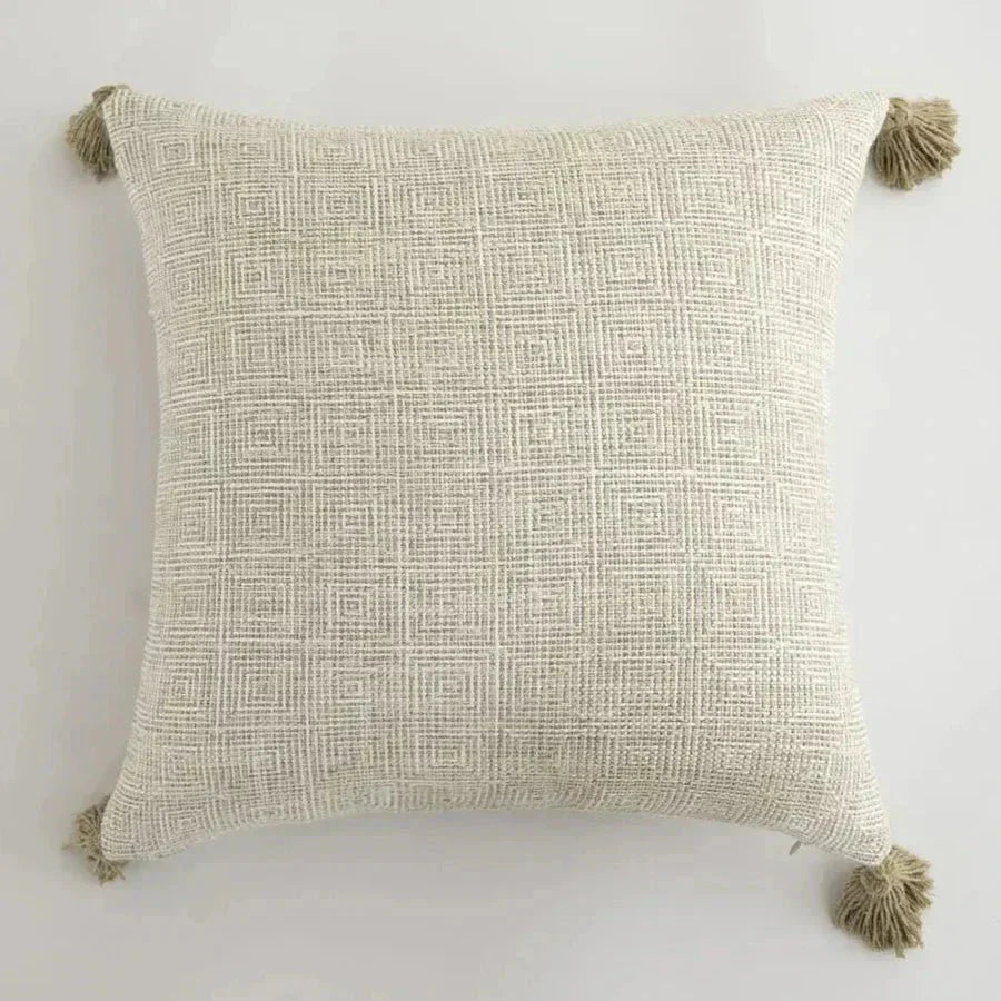 Rowle - Housse de Coussin Décorative avec Franges en Lin