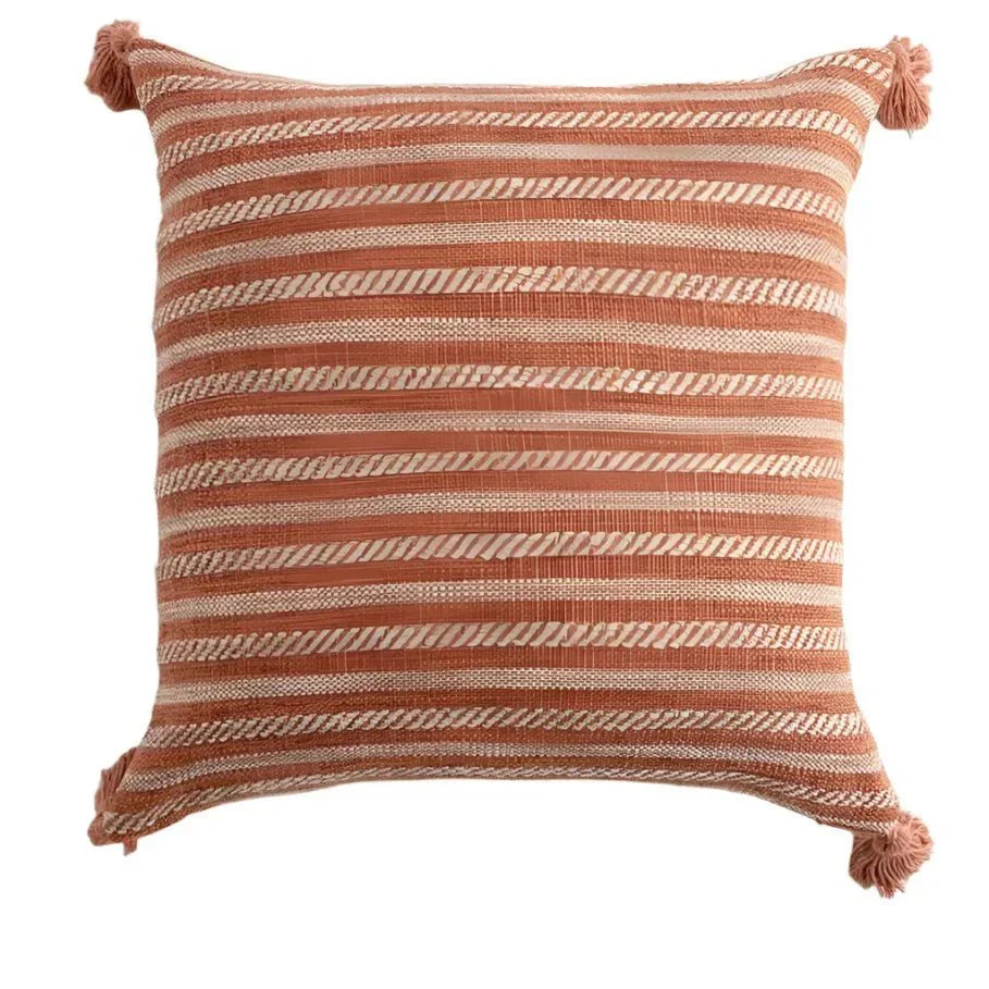 Rowle - Housse de Coussin Décorative avec Franges en Lin