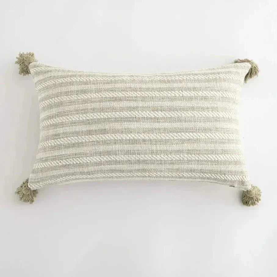 Rowle - Housse de Coussin Décorative avec Franges en Lin