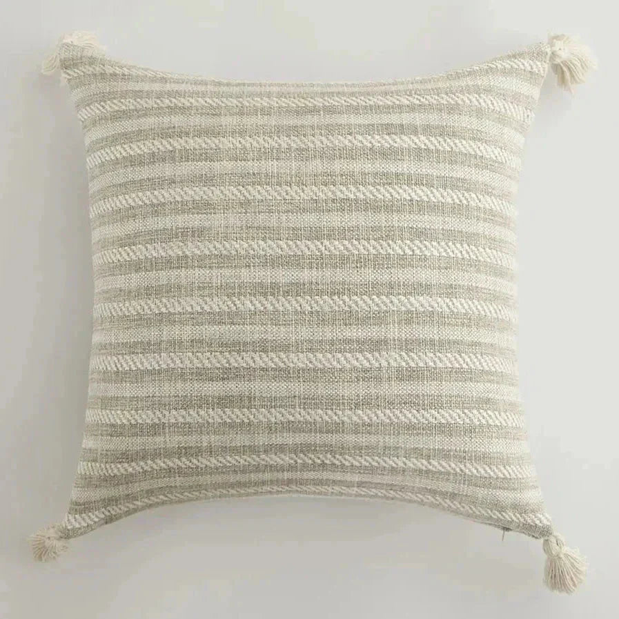 Rowle - Housse de Coussin Décorative avec Franges en Lin